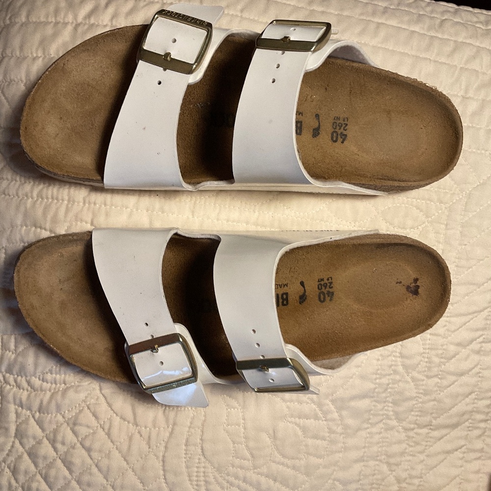 Birkenstock white leather sandals with buckles. . Size 9